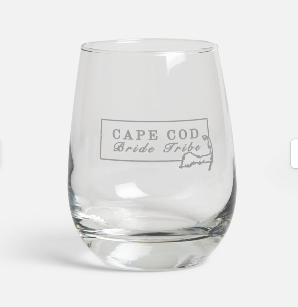 Cape Cod Bride Tribe- etched stemless wine glass